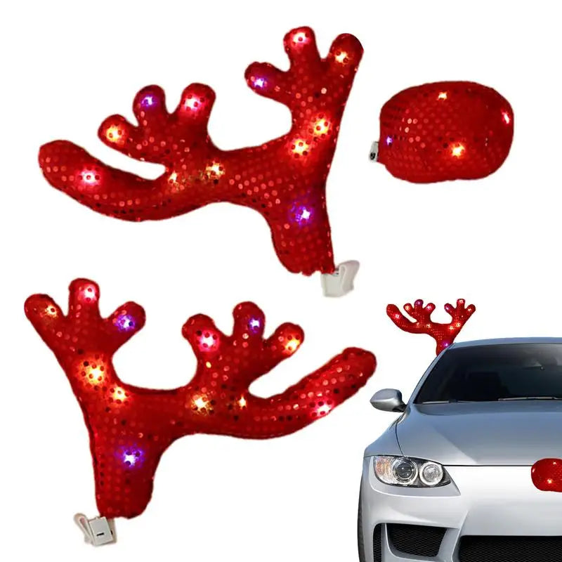 Christmas Reindeer Antlers Red Nose Ornaments