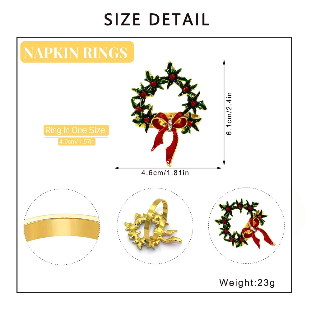 Crystal Napkin Rings Holders for Christmas Dinning