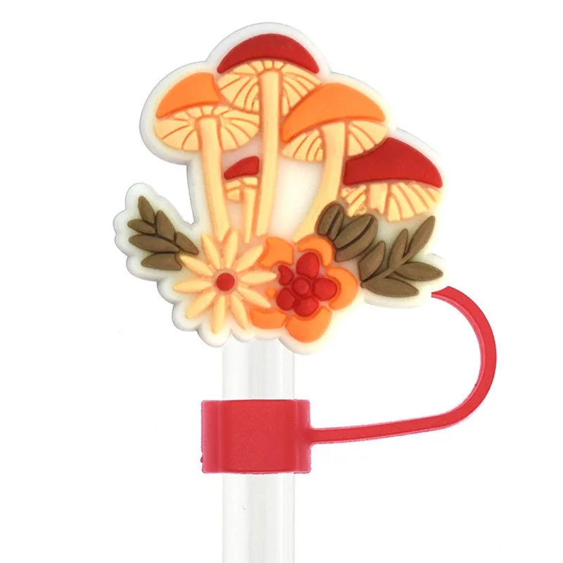 1PCS Cartoon Cute Flower Straw Cap